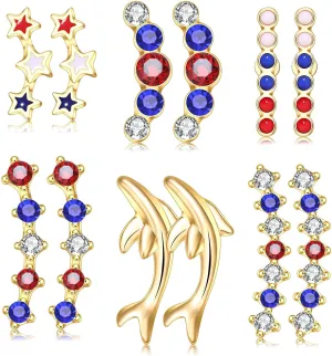 Independence Day Cuffs Earrings for Women Ear Jewelry Rhinestone Wrap Earrings for 4th of July Party Earrings