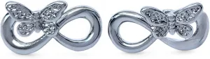 Infinity Butterfly Stud Earrings Set, Silver Plated, Set of 2