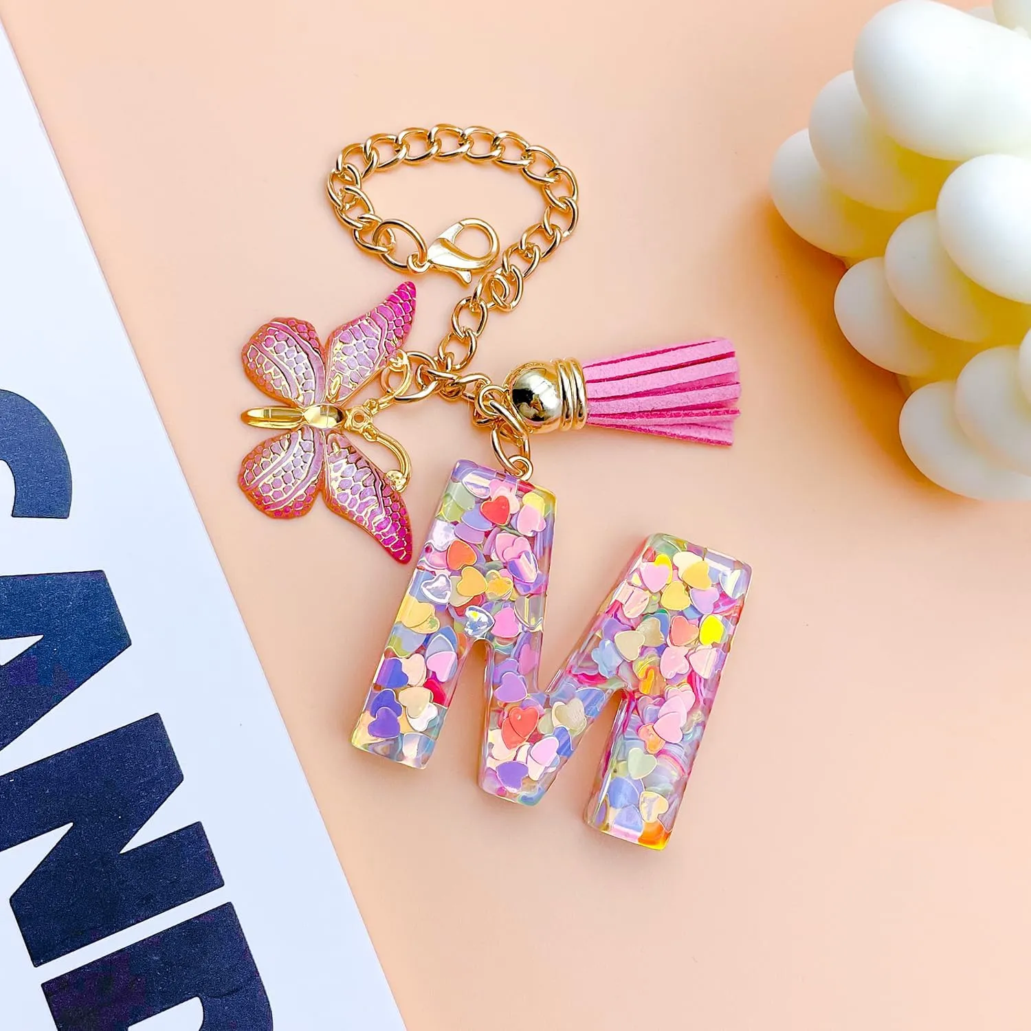 Initial Keychain Letter Charms For Purse Cup Phone Bogg Bag Charms Key Chains Women Cute Gifts For Women Mom Friend