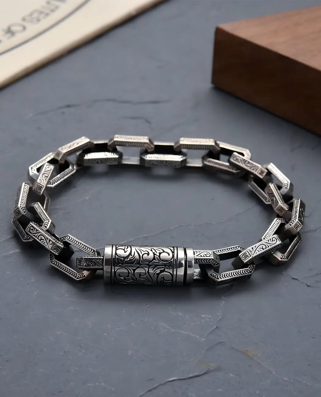 Italian Handmade Sterling Silver Mens Bracelets | Solid S925 Chain Bracelets for Men | Men's Silver Bracelet Gift for Dad, Boyfriend, Son, My Man