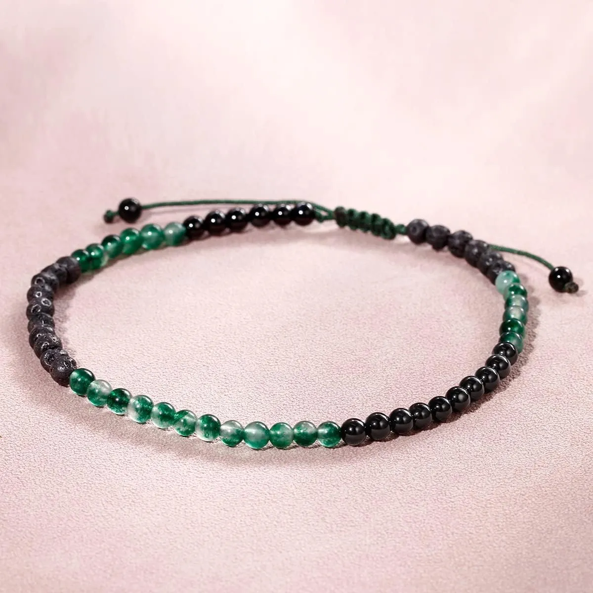 Jewever Anklet Bracelet For Women Tiger Eye/Lava Rock/Black Obsidian Healing Crystals Good Luck Gemstone Essential Oils Diffuser Jewelry