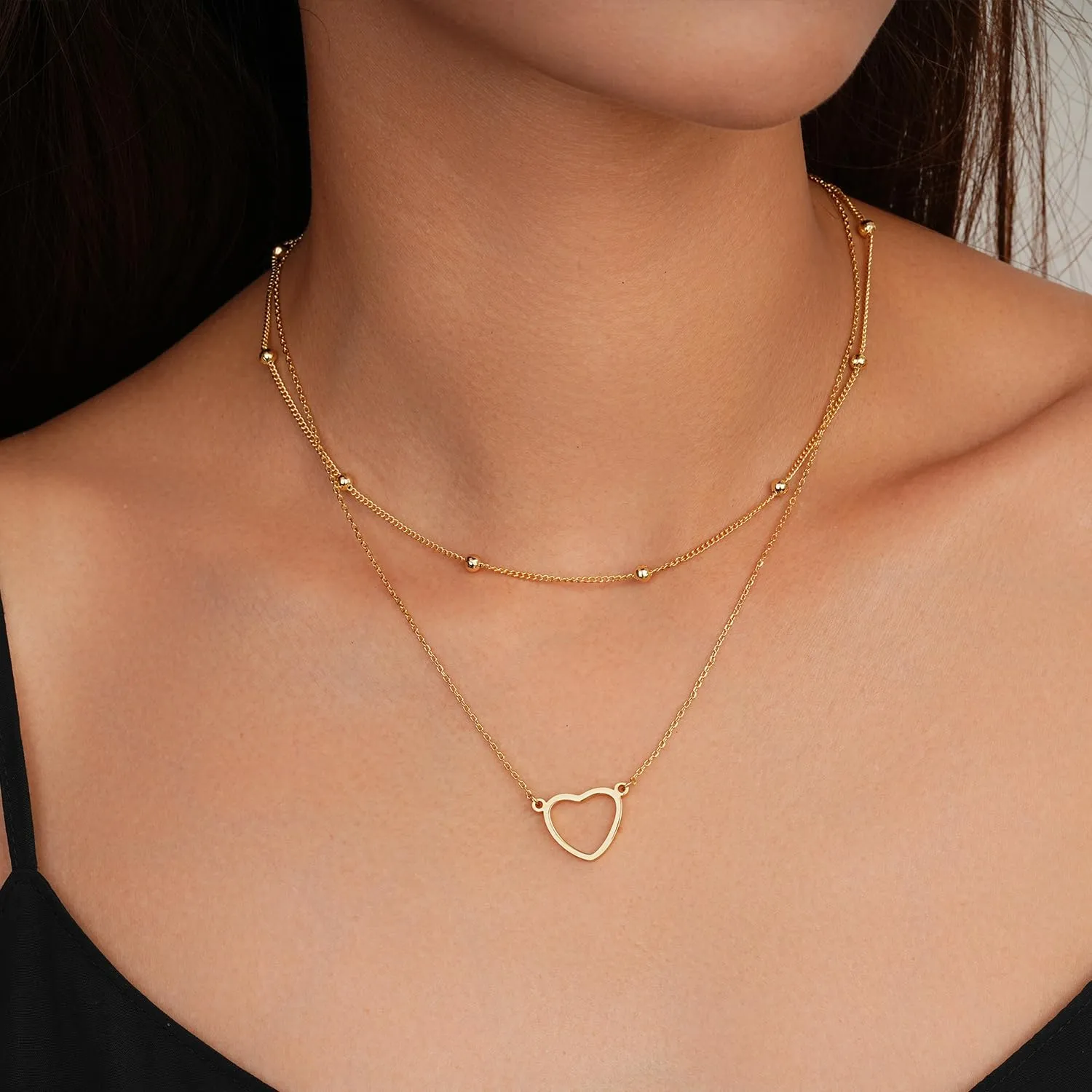 Jewlpire Gifts for Women Dainty Toggle Clasp Pendant Necklaces for Women, Silver / 14K Plated Gold Layered Necklaces for Women, Herringbone Necklace Cuban Link Paperclip Chain Jewelry for Women
