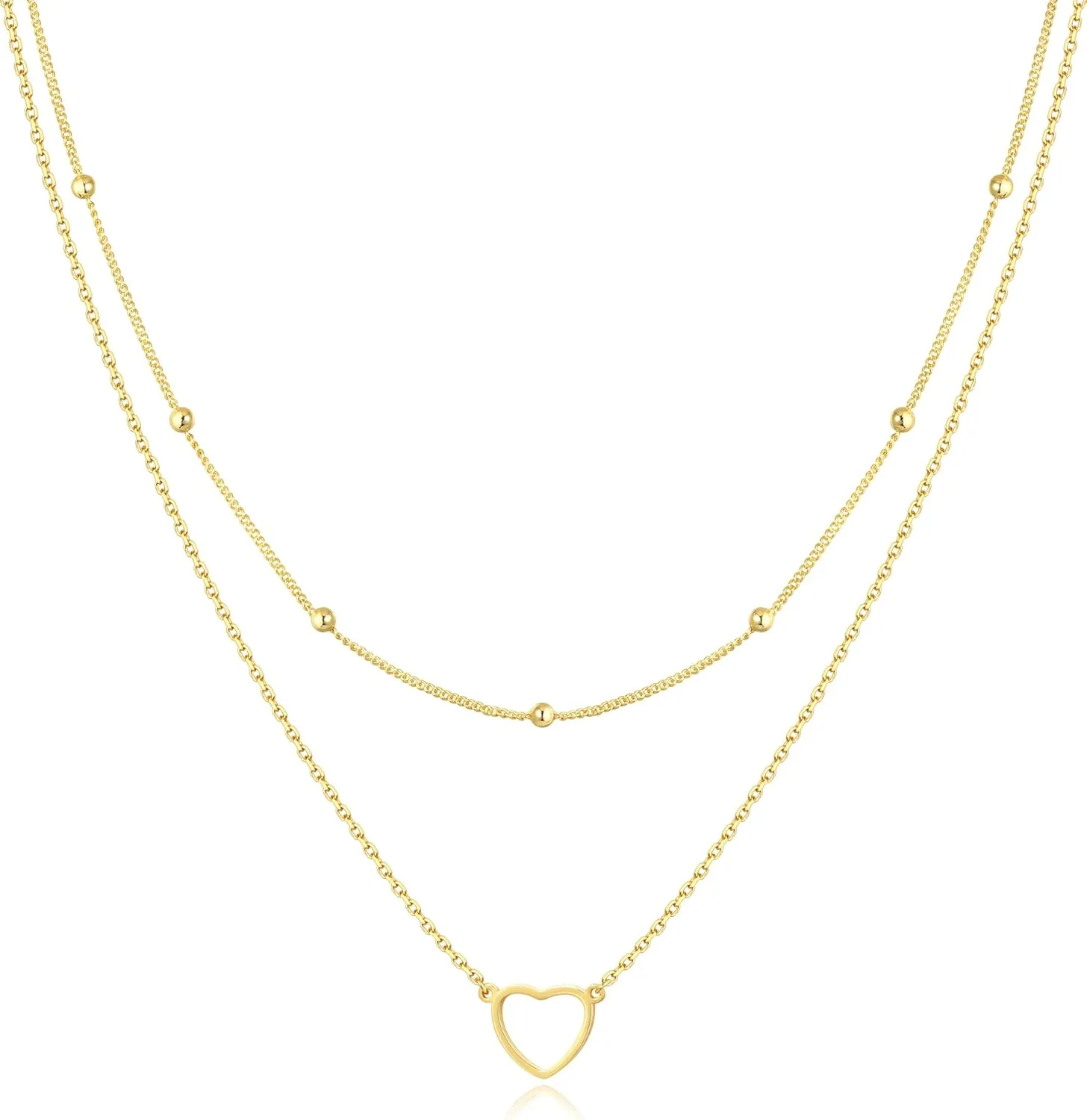 Jewlpire Gifts for Women Dainty Toggle Clasp Pendant Necklaces for Women, Silver / 14K Plated Gold Layered Necklaces for Women, Herringbone Necklace Cuban Link Paperclip Chain Jewelry for Women