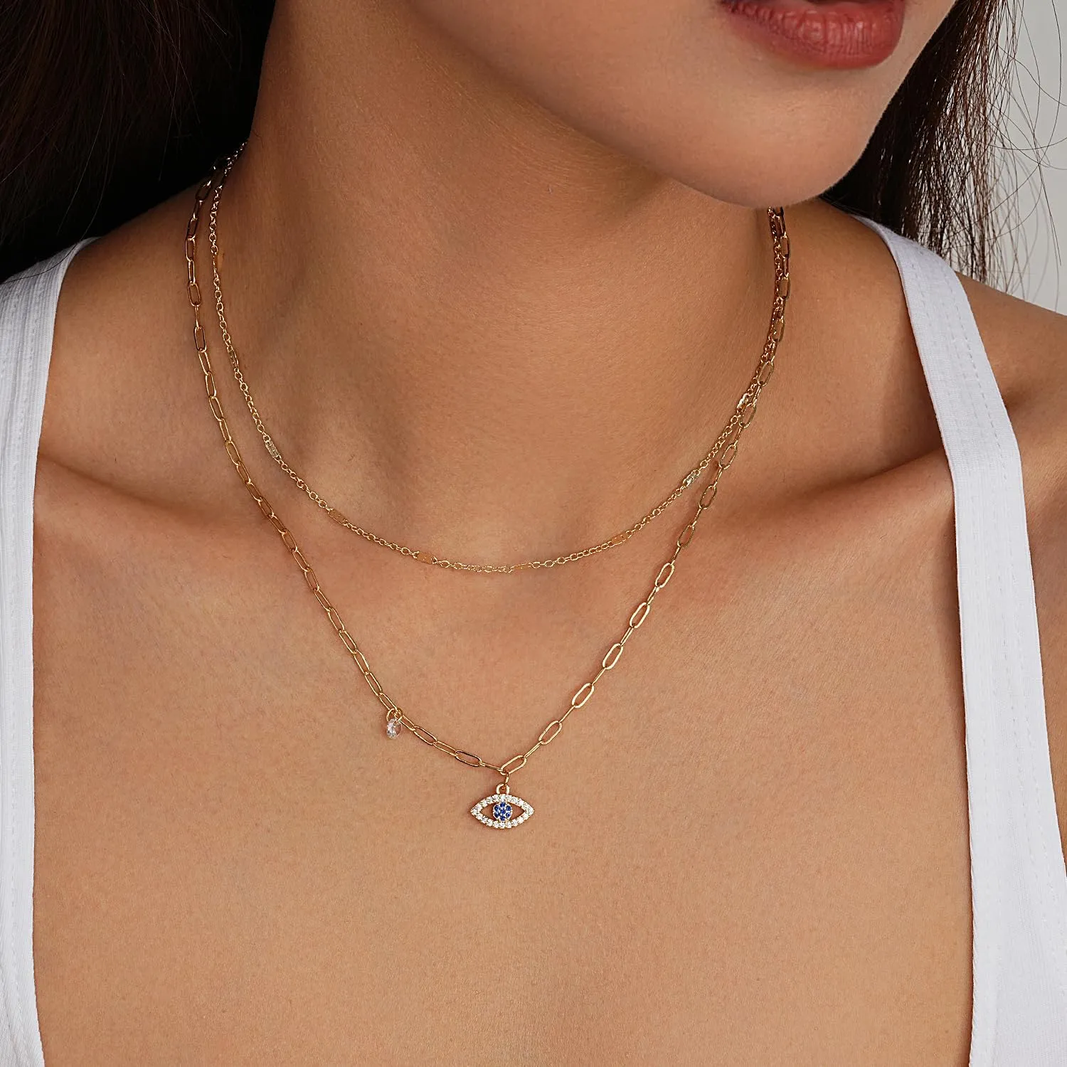 Jewlpire Gifts for Women Stylish Minimalist 14K Plated Gold Layered Necklaces for Women, Herringbone Chain Paperclip Chain with Toggle, Butterfly, CZ Heart Pendant Necklace for Women Trendy