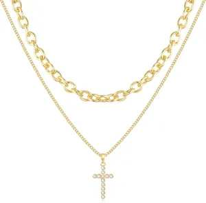 Jewlpire Gifts for Women Stylish Minimalist 14K Plated Gold Layered Necklaces for Women, Herringbone Chain Paperclip Chain with Toggle, Butterfly, CZ Heart Pendant Necklace for Women Trendy