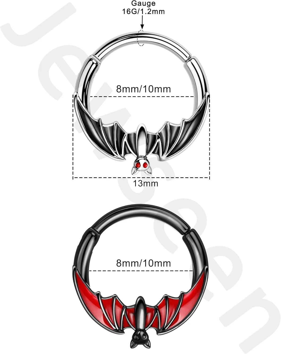 Jewseen Halloween Septum Rings 16g Hinged Segment Rings Bat Cartilage Hoop Earrings Septum Jewelry for Women Men