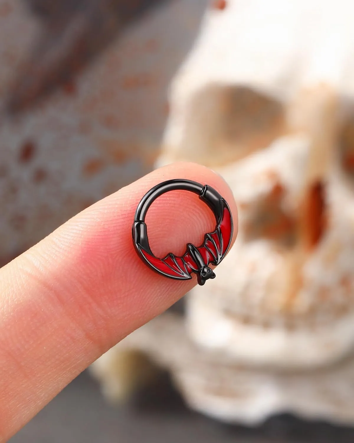 Jewseen Halloween Septum Rings 16g Hinged Segment Rings Bat Cartilage Hoop Earrings Septum Jewelry for Women Men