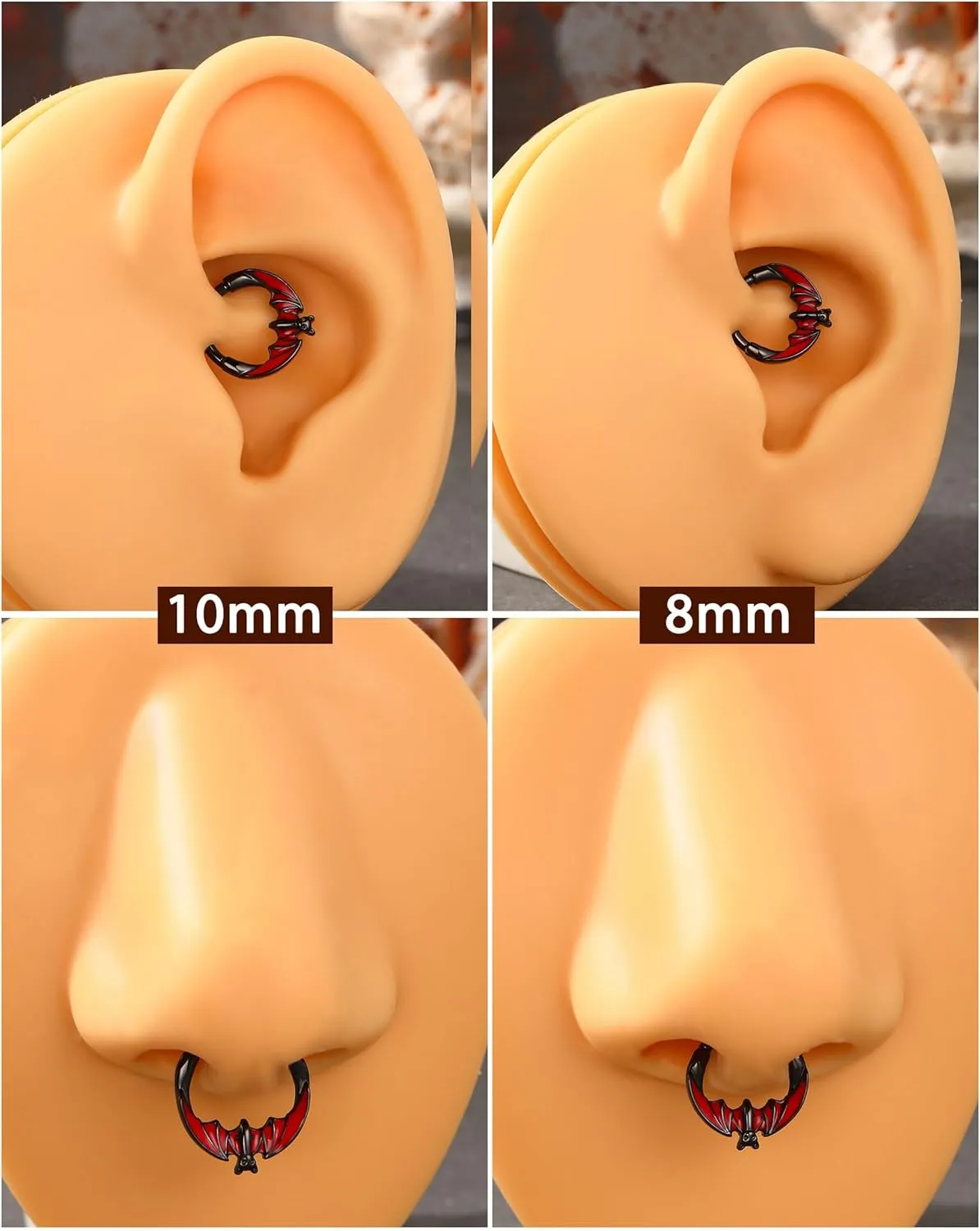 Jewseen Halloween Septum Rings 16g Hinged Segment Rings Bat Cartilage Hoop Earrings Septum Jewelry for Women Men