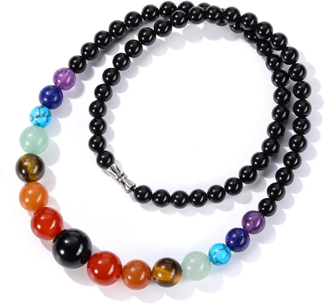 Jovivi 7 Chakra Necklace for Women Natural Chakra Gemstone Healing Crystal Yoga Mala Beads Necklace Engery Reiki Crystal Beaded Necklace Jewelry Mothers Day Birthday Gift
