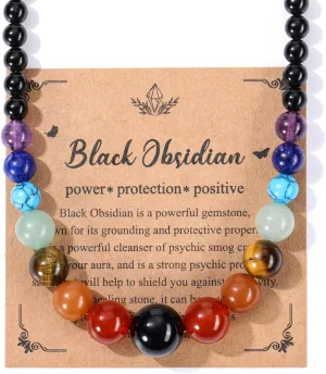 Jovivi 7 Chakra Necklace for Women Natural Chakra Gemstone Healing Crystal Yoga Mala Beads Necklace Engery Reiki Crystal Beaded Necklace Jewelry Mothers Day Birthday Gift