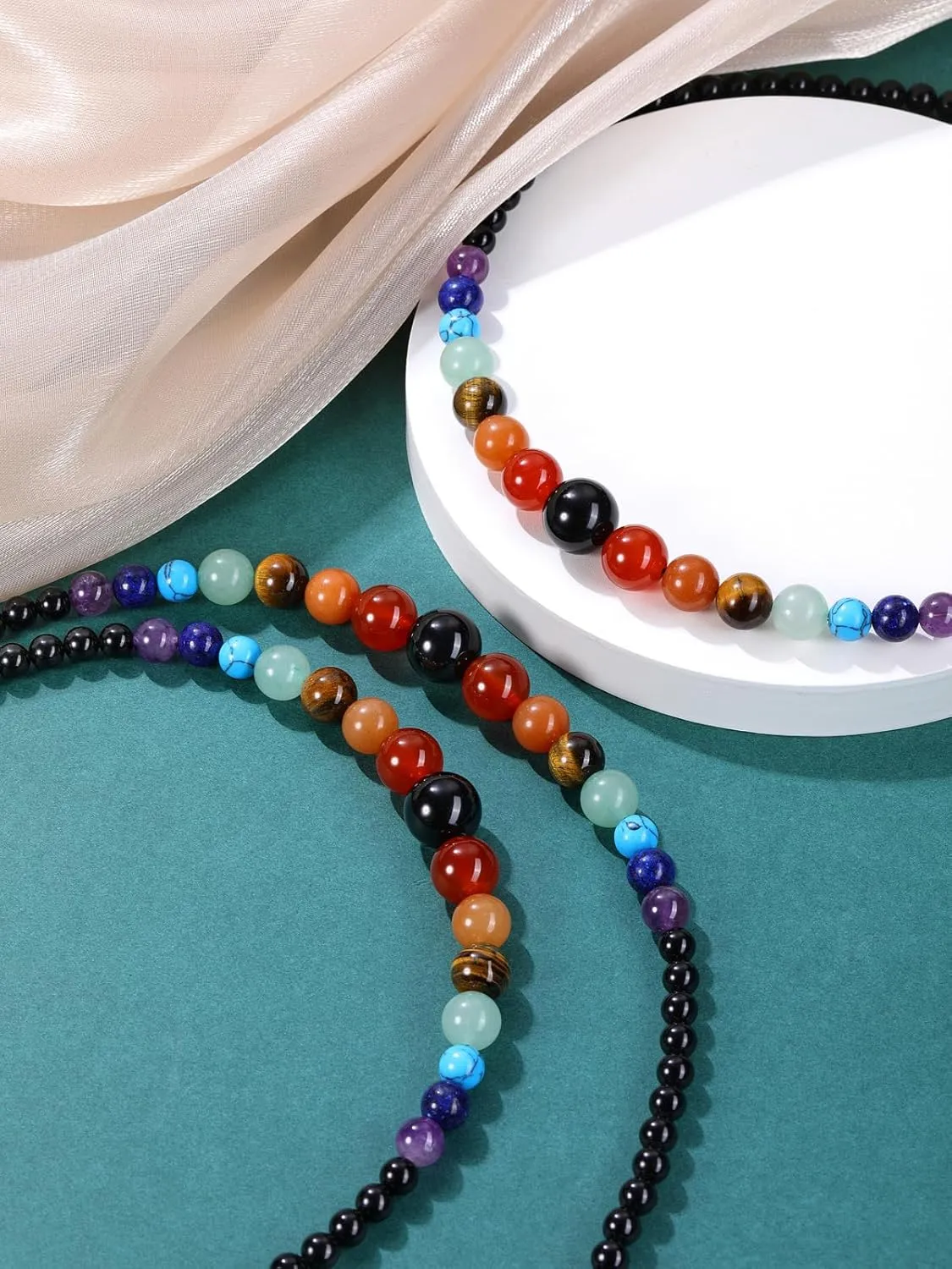 Jovivi 7 Chakra Necklace for Women Natural Chakra Gemstone Healing Crystal Yoga Mala Beads Necklace Engery Reiki Crystal Beaded Necklace Jewelry Mothers Day Birthday Gift