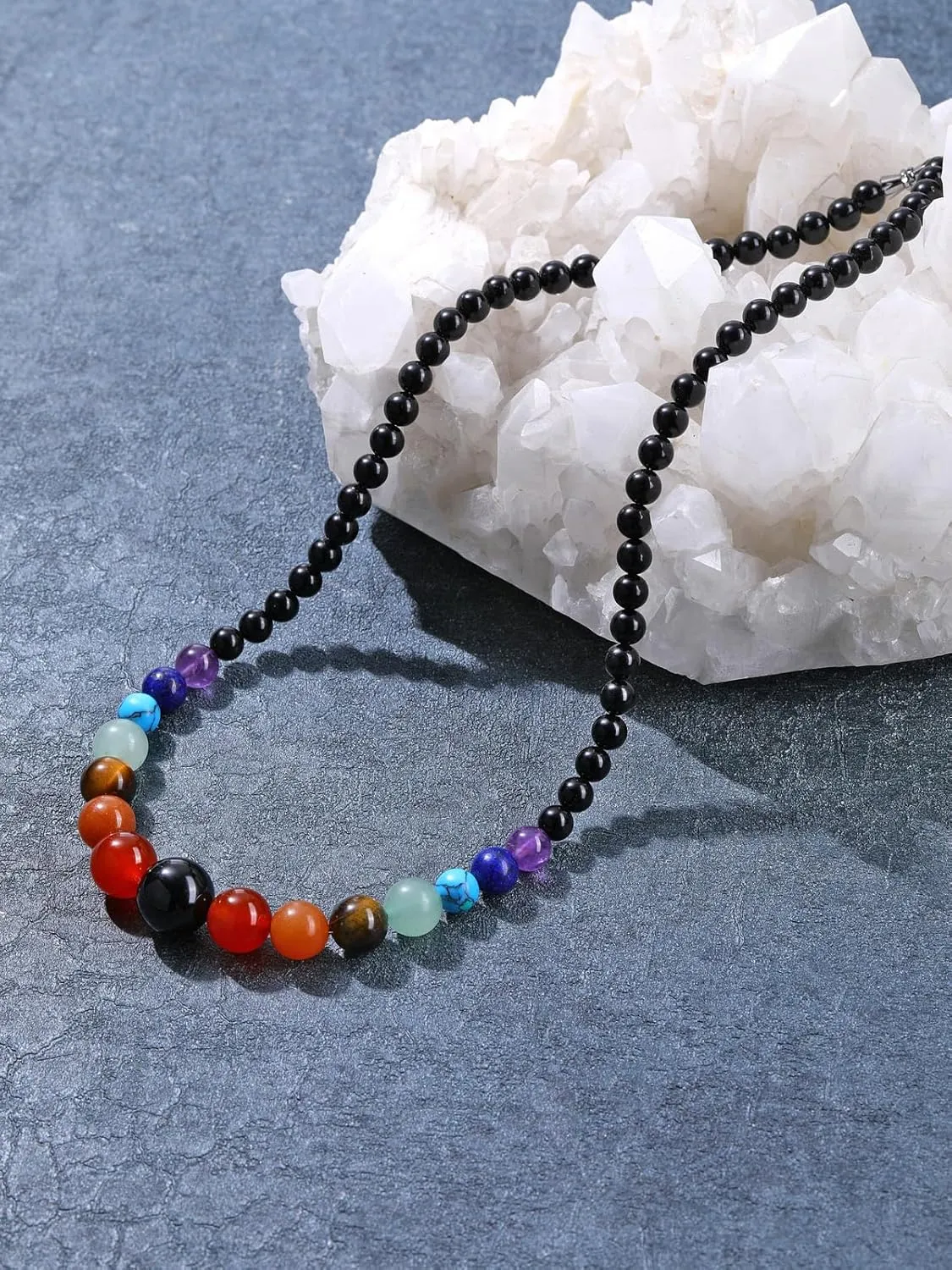 Jovivi 7 Chakra Necklace for Women Natural Chakra Gemstone Healing Crystal Yoga Mala Beads Necklace Engery Reiki Crystal Beaded Necklace Jewelry Mothers Day Birthday Gift