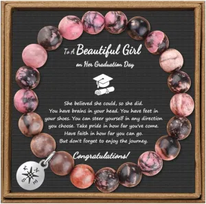 JoycuFF Graduation Gifts for Her Him Class of 2025 Graduation Bracelets Inspirational Graduation Compass Bracelet for Women College Graduation Gift for Him Her