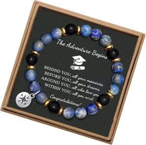 JoycuFF Graduation Gifts for Her Him Class of 2025 Graduation Bracelets Inspirational Graduation Compass Bracelet for Women College Graduation Gift for Him Her