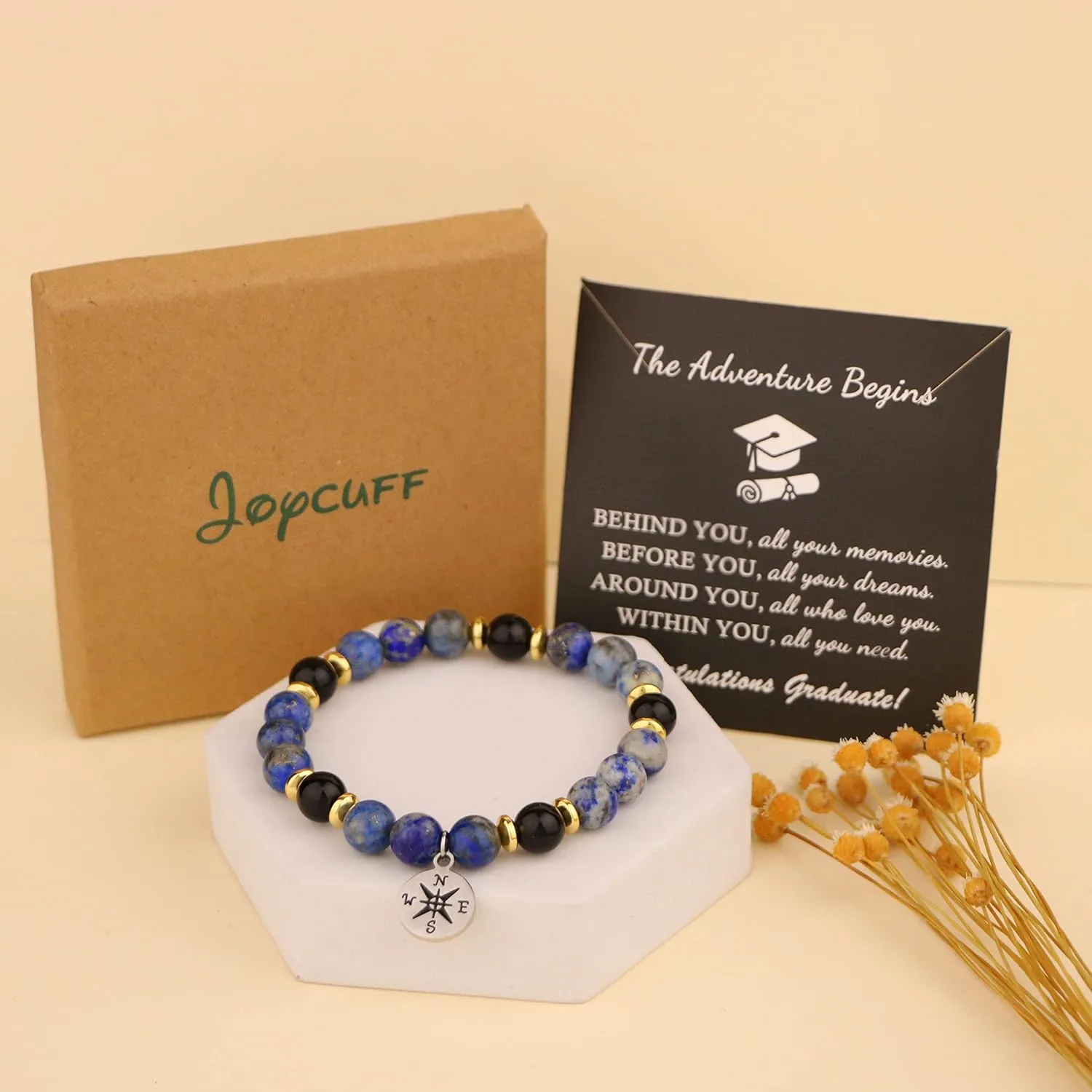 JoycuFF Graduation Gifts for Her Him Class of 2025 Graduation Bracelets Inspirational Graduation Compass Bracelet for Women College Graduation Gift for Him Her