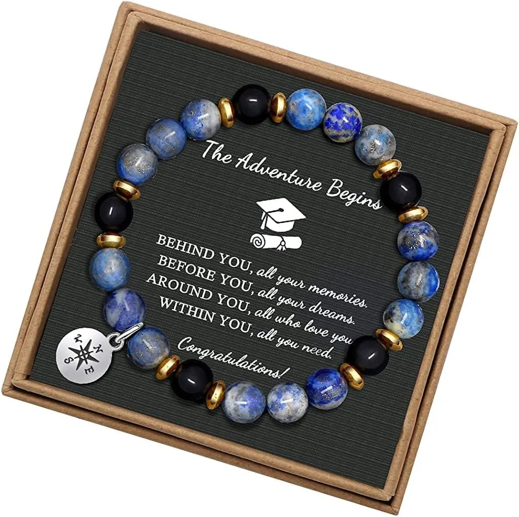 JoycuFF Graduation Gifts for Her Him Class of 2025 Graduation Bracelets Inspirational Graduation Compass Bracelet for Women College Graduation Gift for Him Her