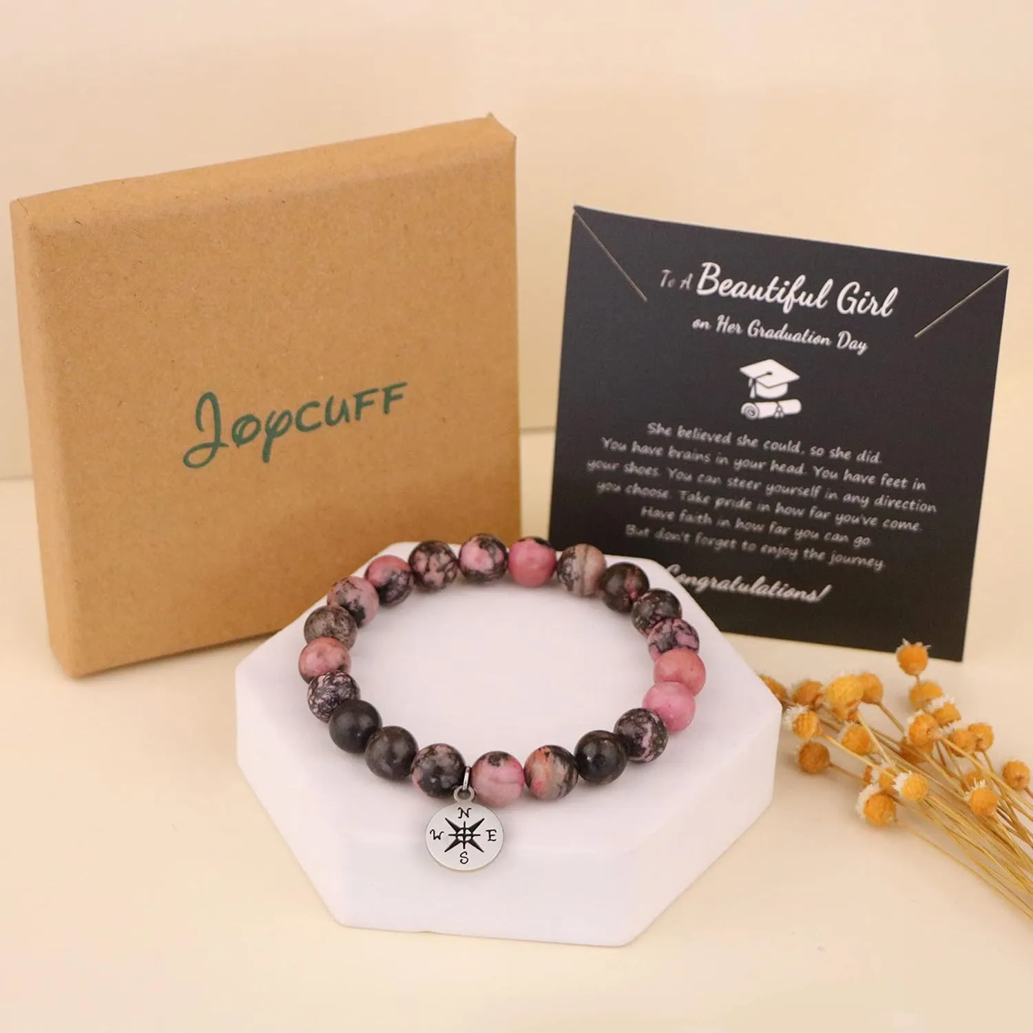 JoycuFF Graduation Gifts for Her Him Class of 2025 Graduation Bracelets Inspirational Graduation Compass Bracelet for Women College Graduation Gift for Him Her