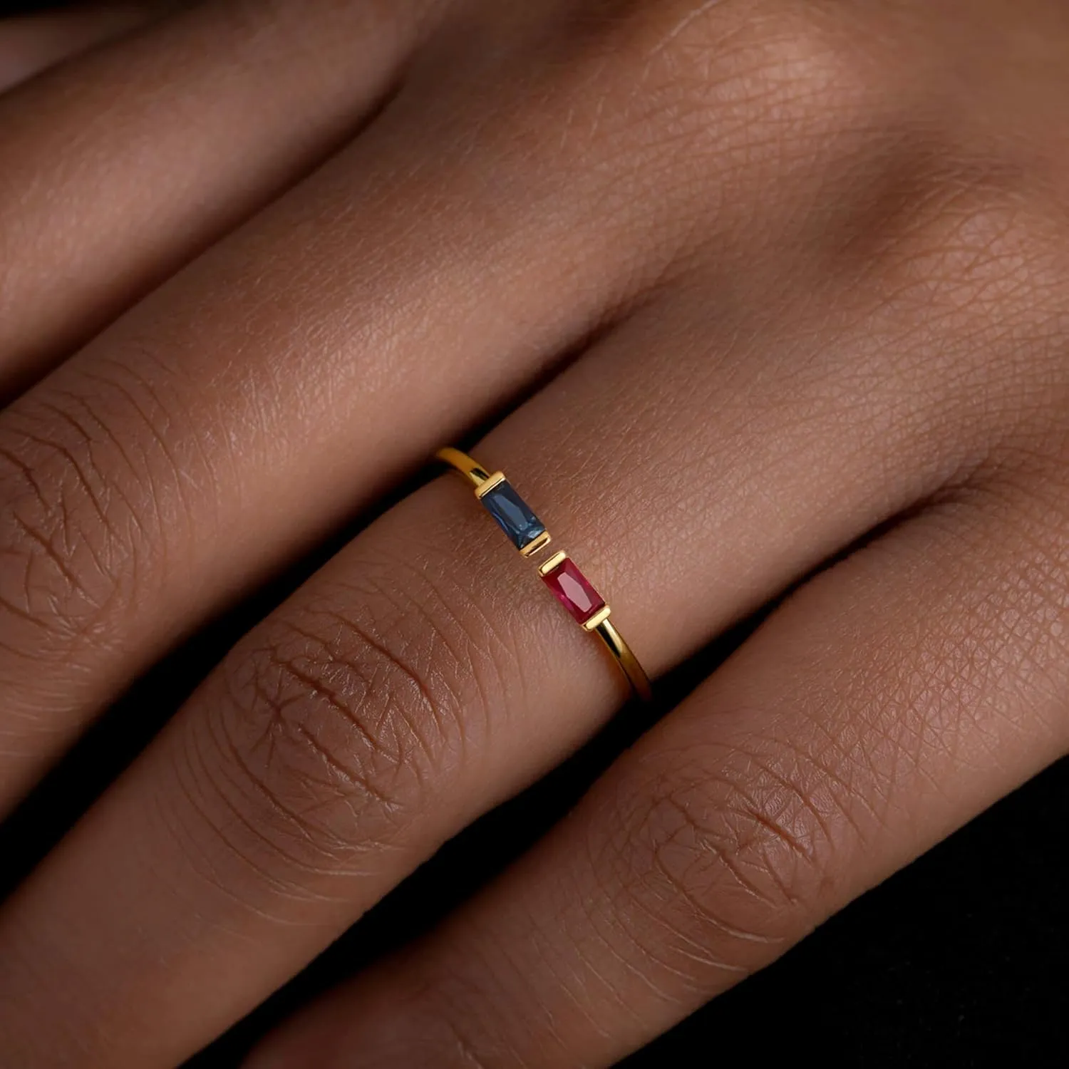 JSJOY Birthstone Rings for Women Dainty Emerald Blue Ring Birthday Gifts for Mom Her Gemstones CZ Ring for Teens Gold Rings That Don't Tarnish Adjustable Ring Jewelry Gifts