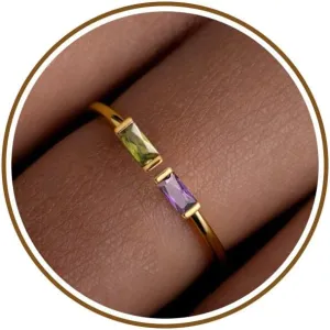JSJOY Birthstone Rings for Women Dainty Emerald Blue Ring Birthday Gifts for Mom Her Gemstones CZ Ring for Teens Gold Rings That Don't Tarnish Adjustable Ring Jewelry Gifts