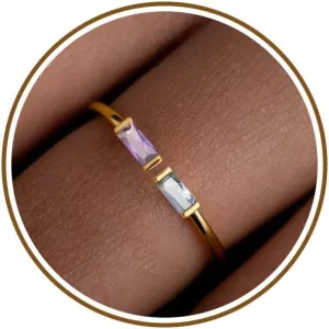 JSJOY Birthstone Rings for Women Dainty Emerald Blue Ring Birthday Gifts for Mom Her Gemstones CZ Ring for Teens Gold Rings That Don't Tarnish Adjustable Ring Jewelry Gifts