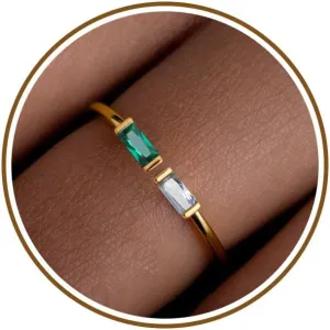 JSJOY Birthstone Rings for Women Dainty Emerald Blue Ring Birthday Gifts for Mom Her Gemstones CZ Ring for Teens Gold Rings That Don't Tarnish Adjustable Ring Jewelry Gifts