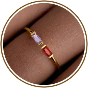 JSJOY Birthstone Rings for Women Dainty Emerald Blue Ring Birthday Gifts for Mom Her Gemstones CZ Ring for Teens Gold Rings That Don't Tarnish Adjustable Ring Jewelry Gifts