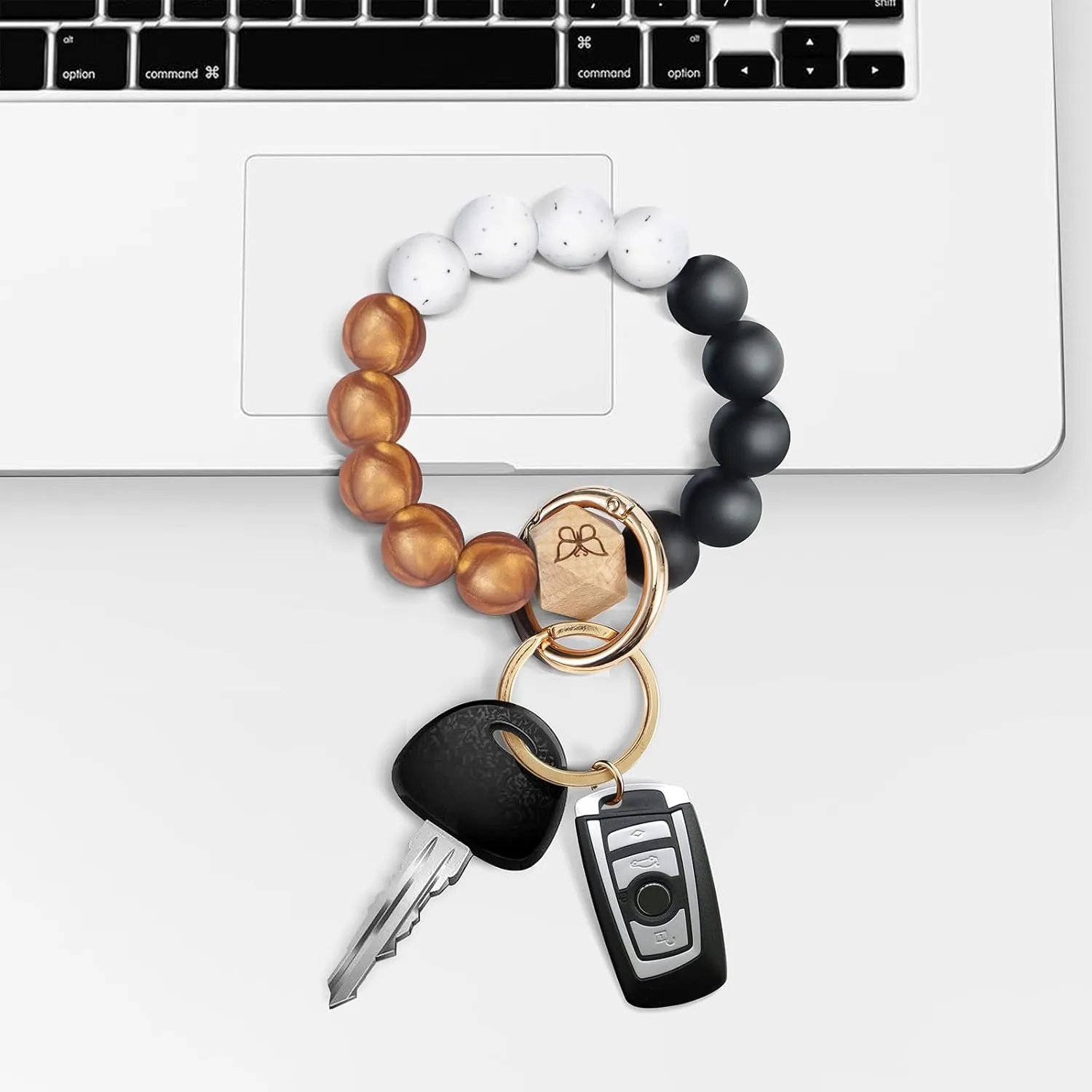 Keychain Bracelet Wristlet with Wallet Card Holder Pocket,Tassel Keychain Bangle Key Ring for Women
