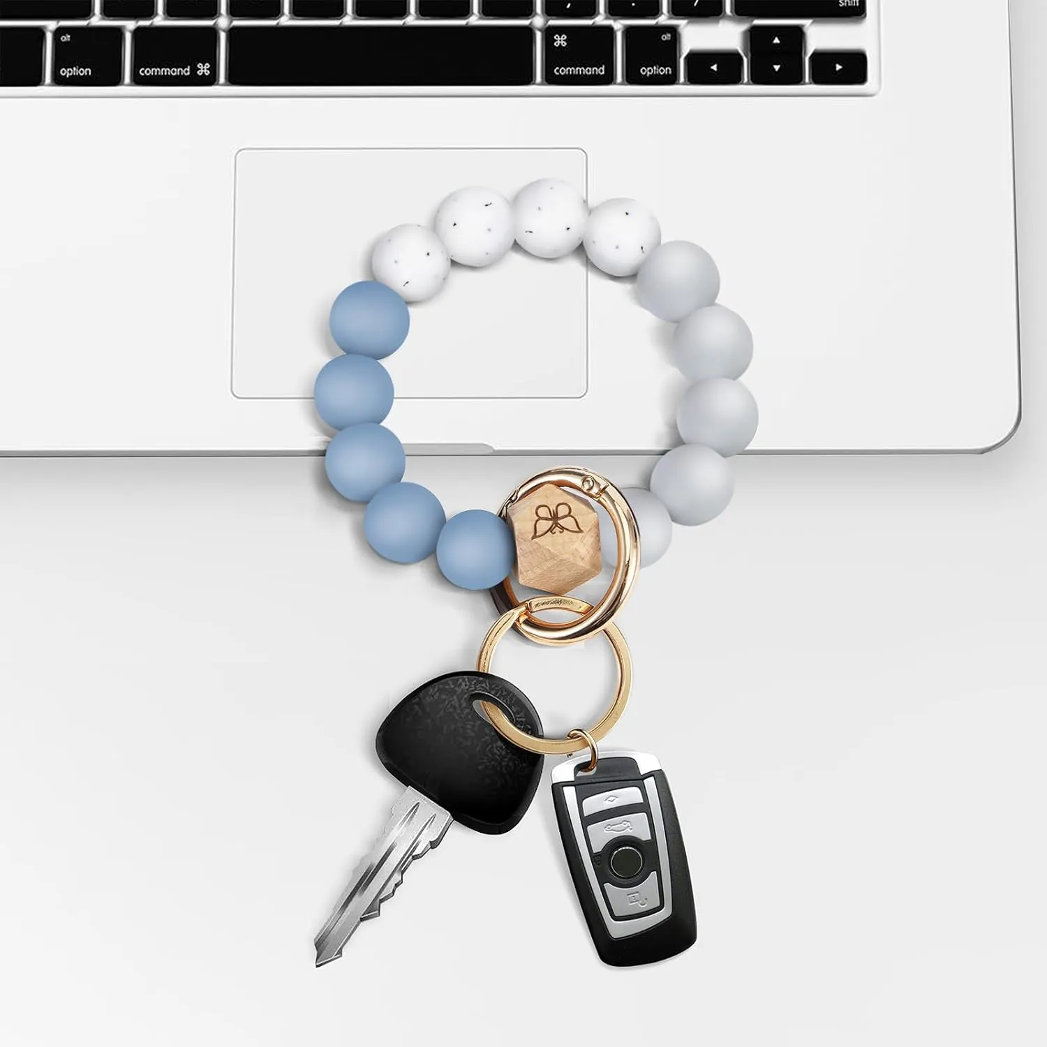 Keychain Bracelet Wristlet with Wallet Card Holder Pocket,Tassel Keychain Bangle Key Ring for Women