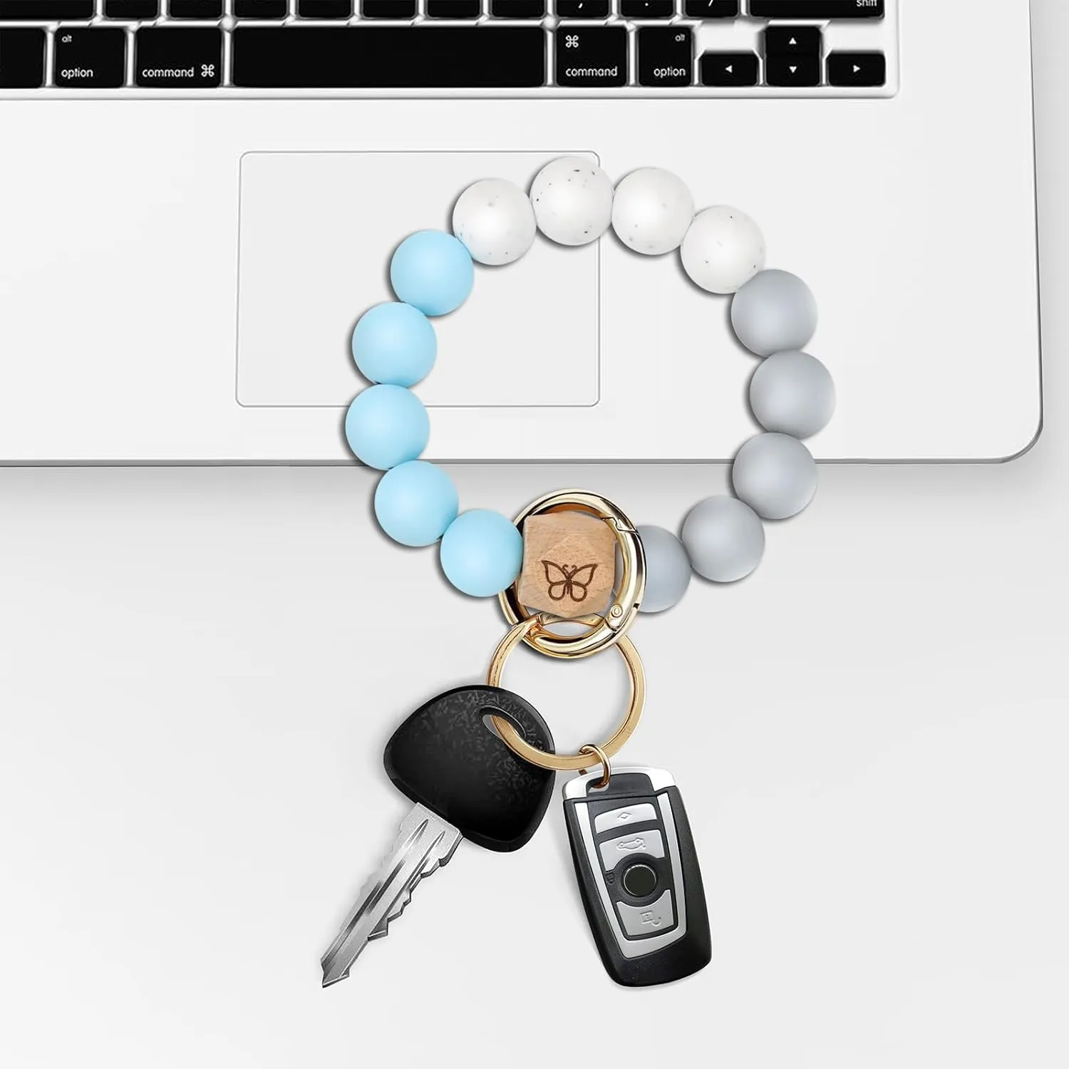 Keychain Bracelet Wristlet with Wallet Card Holder Pocket,Tassel Keychain Bangle Key Ring for Women