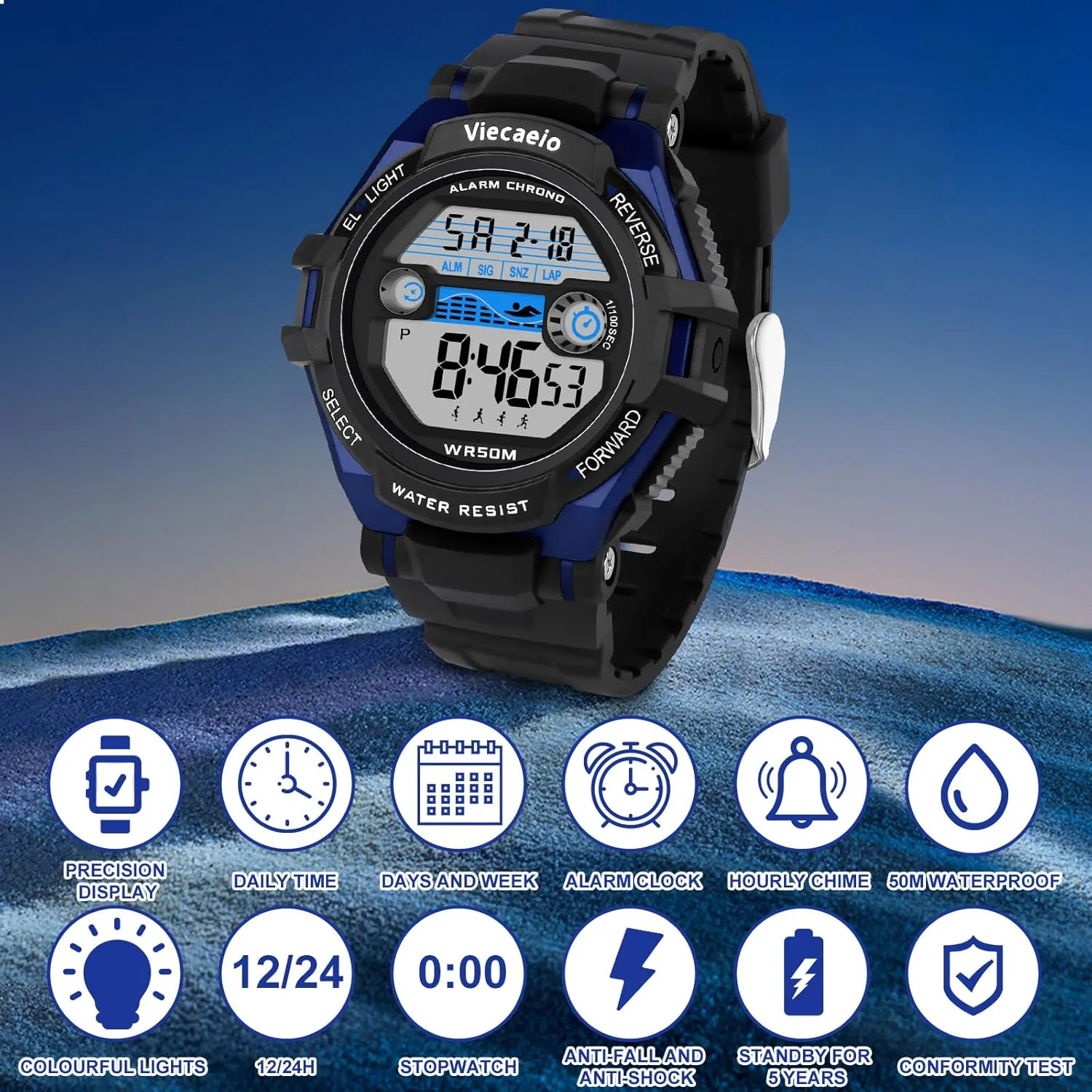 Kids Digital Watch for Boys Girls, Waterproof LED Colorful Lights Sports Watch Suitable for 5-17 Years Old Teenagers (with Gift Box)