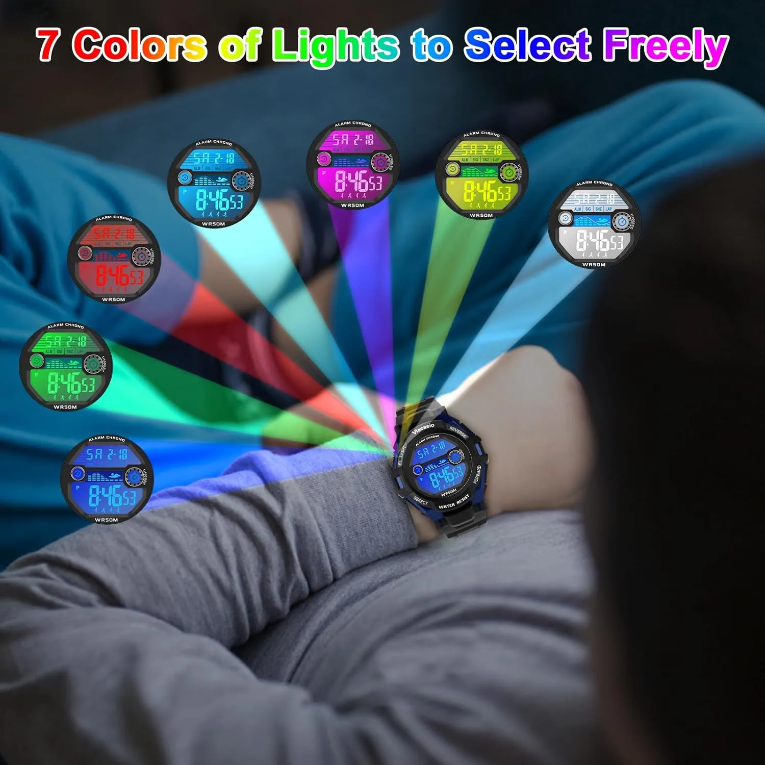 Kids Digital Watch for Boys Girls, Waterproof LED Colorful Lights Sports Watch Suitable for 5-17 Years Old Teenagers (with Gift Box)