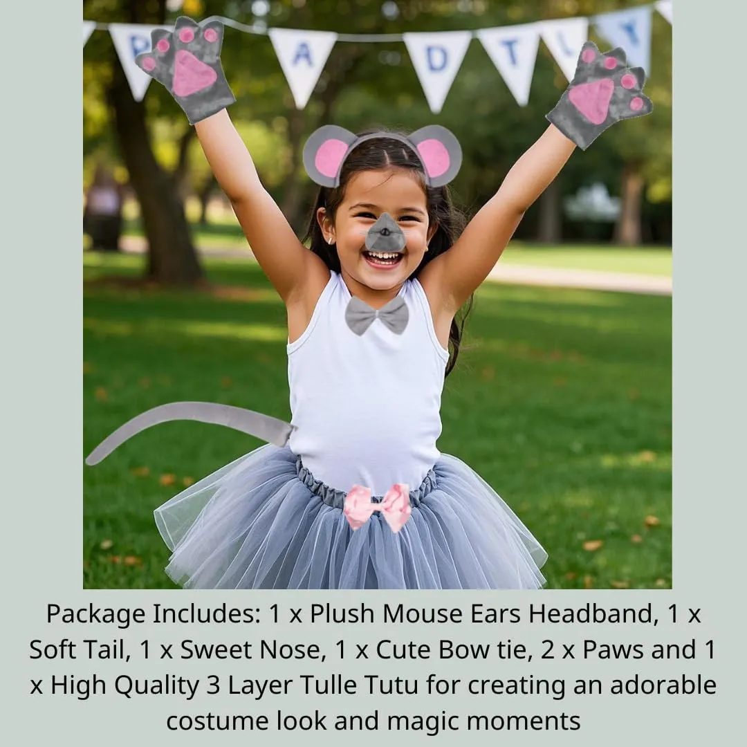 Kirei Sui Kids Animal Costume Mouse Tutu Ear Headband Bow Tie Tail and Paws