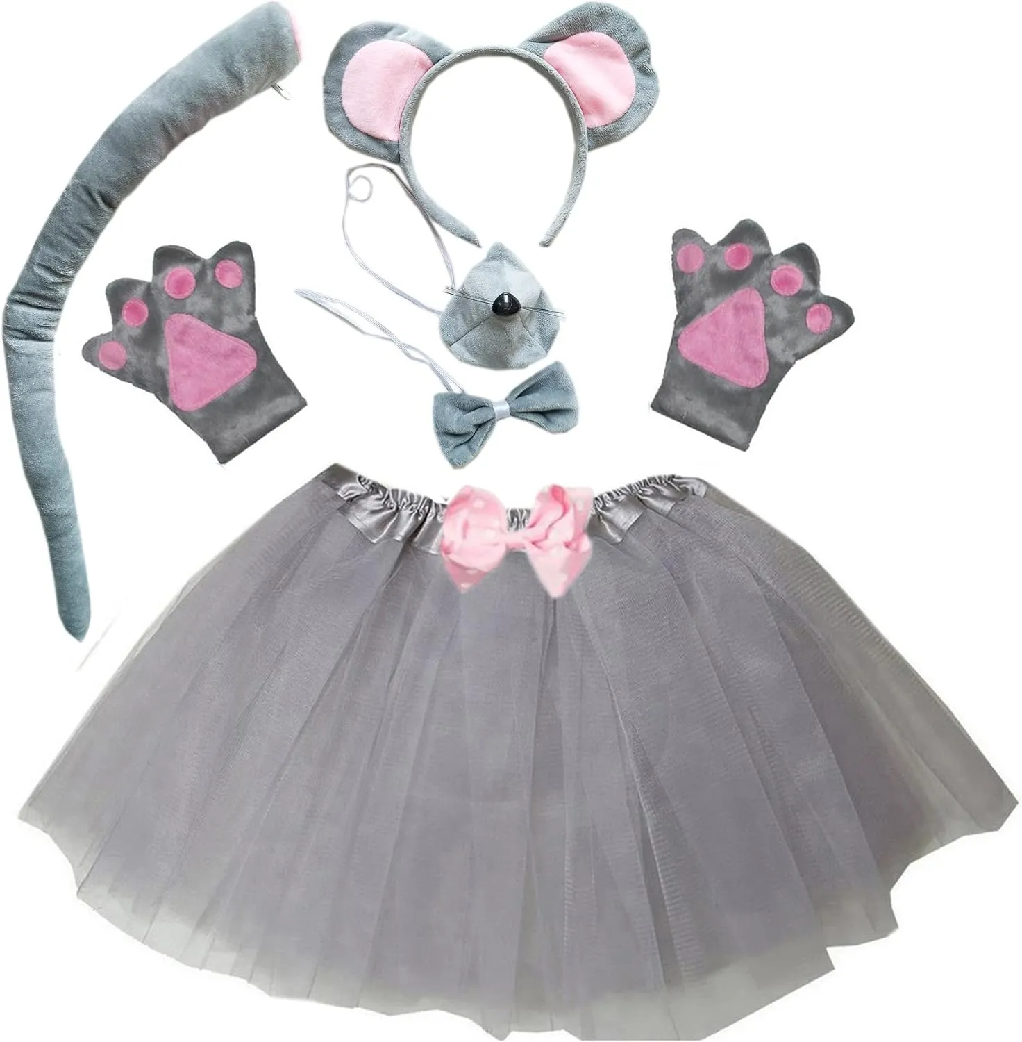 Kirei Sui Kids Animal Costume Mouse Tutu Ear Headband Bow Tie Tail and Paws