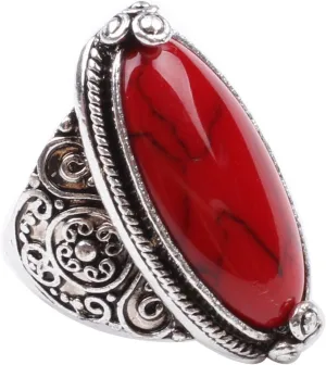LadayPoa Charming Synthetic-Turquoise Tibet Silver Plated Fashion Ring