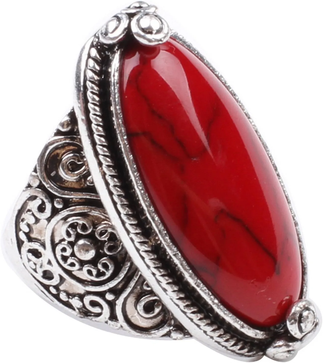 LadayPoa Charming Synthetic-Turquoise Tibet Silver Plated Fashion Ring