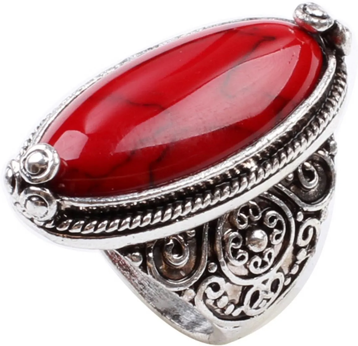 LadayPoa Charming Synthetic-Turquoise Tibet Silver Plated Fashion Ring