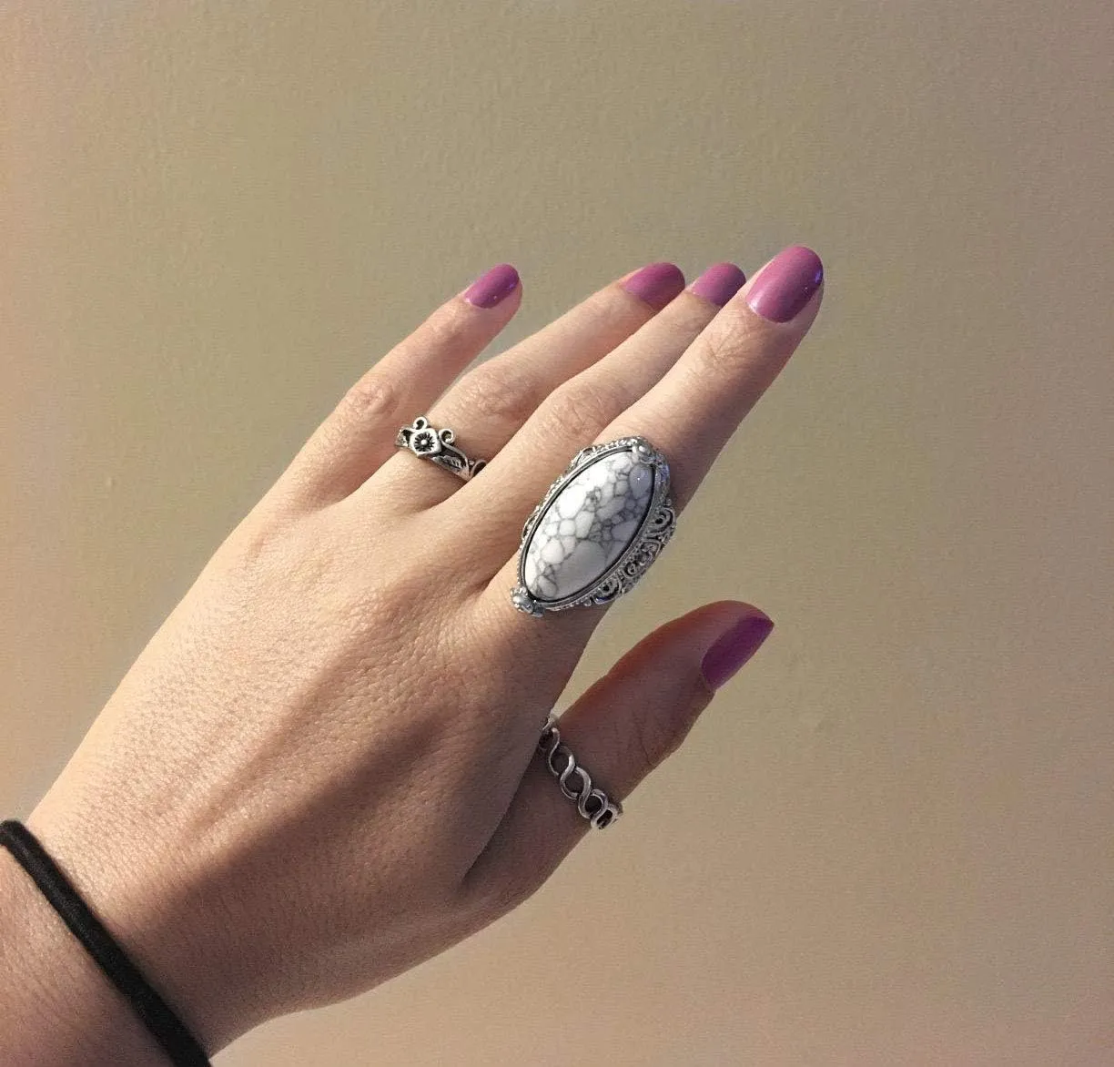 LadayPoa Charming Synthetic-Turquoise Tibet Silver Plated Fashion Ring