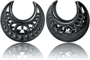 LADEMAYH 2Pcs 3/4 Gauges for Ears, Elegant Black 3/4 Ear Gauges for Women,Exquisite Patterns 19mm Gauges for Ears, Surgical Steel Saddle Plugs Tunnels Gauge Earrings