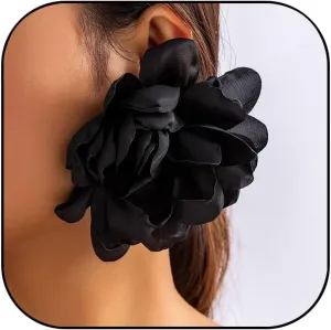 Large Flower Earrings for Women White Fabric Flower Stud Earrings Oversized Exaggerated Statement Flower Dangle Earrings Jewelry Gift for Women