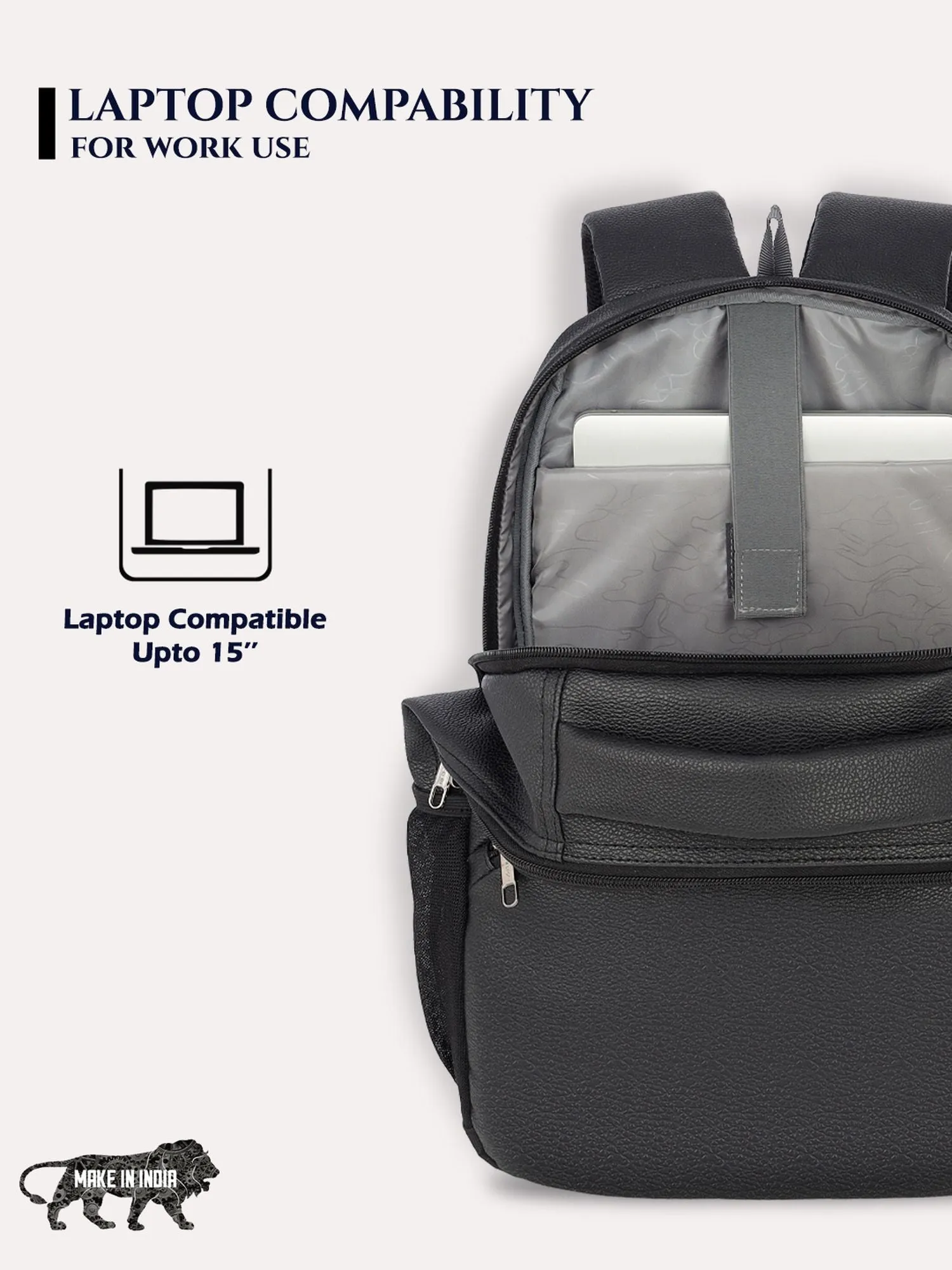 Lavie Sport Mode Gear 30L Laptop Backpack For Men & Women Black