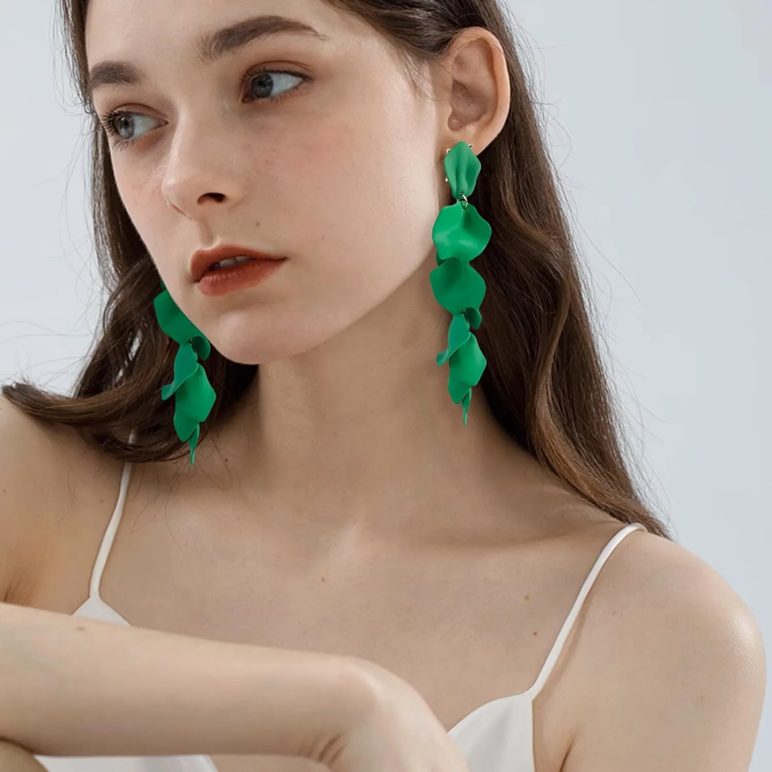 Layered Tassel Bohemian Dangle Earrings, Acrylic Rose Petal Drop Earrings Holiday Festive Costume Earrings Gift for Women
