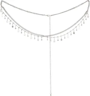 Layered Waist Chains for Women 2-Piece Cuban & Pearl Beaded Belly Belt Body Jewelry, Adjustable and Perfect for Beach, Festivals & Everyday Wear