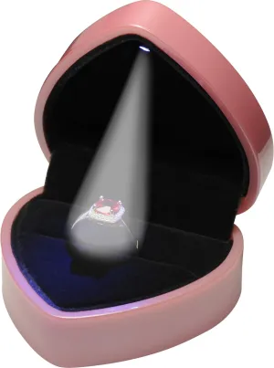 LED Pink Ring Box for Proposal, Wedding, Engagement, Birthday, Valentine' Day, Mother's Day, Father's Day, Christmas...Luxury Heart Shaped Design LED Ring Jewelry Gift Box with Light for Women for Men