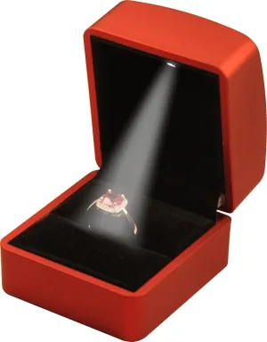 LED Red Ring Box for Proposal, Wedding, Father's Day, Christmas...Luxury Arc Shaped Top Design LED Ring Jewelry Gift Box with Light for Men for Women for Girls Box Dimension 2.28(W)2.48(D)1.65(H)