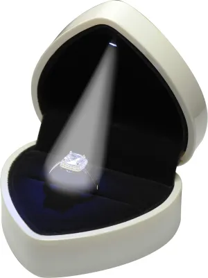 LED White Ring Box for Proposal, Wedding, Engagement, Birthday, Valentine' Day, Mother's Day, Father's Day, Christmas...Luxury Heart Shaped Design LED Ring Jewelry Gift Box with Light for Women Men