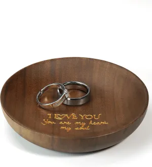 LerchPhi Wedding Anniversary Wood Gifts Dia. 4 Inch, Versatile Wood Ring Tray for Couples, Ideal for Any Year Anniversary, Engraved Jewelry and Ring Holder Dish