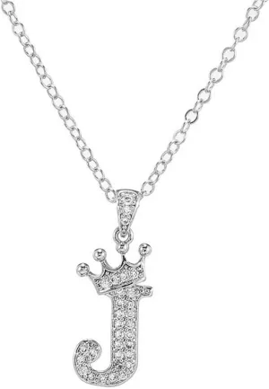 Letter A-Z pendant necklace Crown letter pendant Charming initials chain necklace, inlaid crystal letter necklace silver