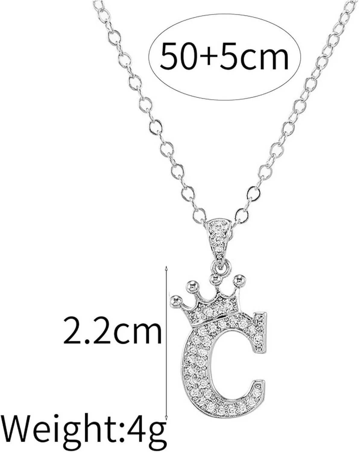 Letter A-Z pendant necklace Crown letter pendant Charming initials chain necklace, inlaid crystal letter necklace silver
