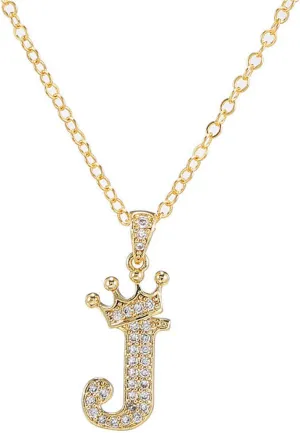 Letter A-Z pendant necklace Crown letter pendant Charming initials chain necklace, inlaid crystal letter necklace