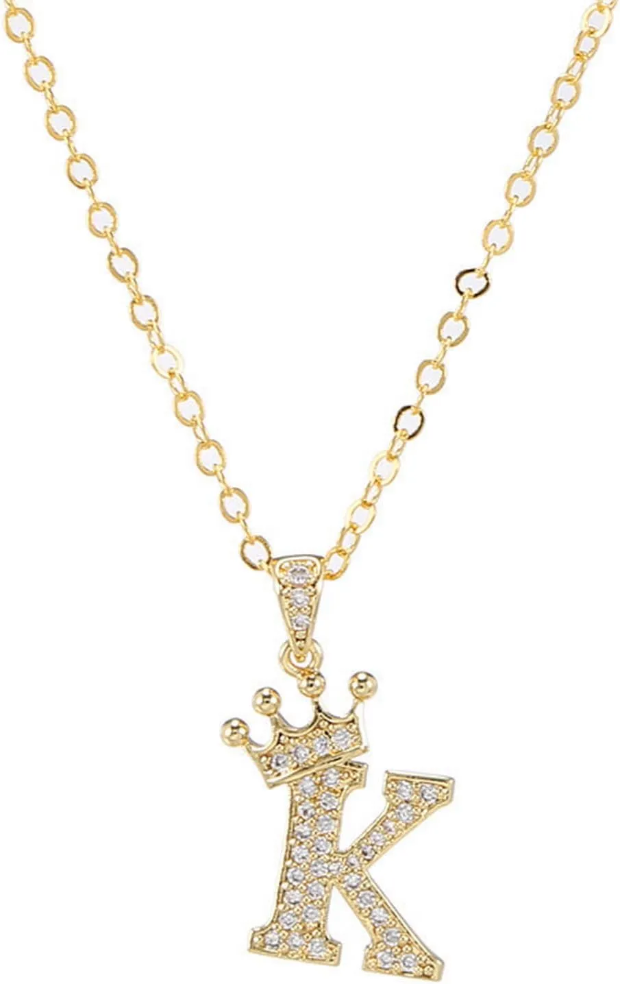 Letter A-Z pendant necklace Crown letter pendant Charming initials chain necklace, inlaid crystal letter necklace